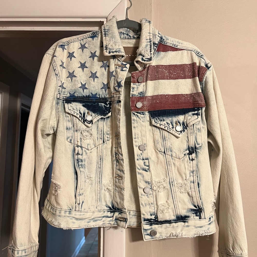 Blank NYC Denim Jacket with Brown Patch
